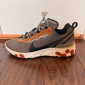 Nike React Element 55 Safari Pack Sneakers in Black and Brown